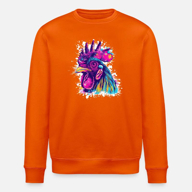 Rooster Art Graffiti - Stanley/Stella ROLLER Unisex Organic Sweatshirt - bright orange