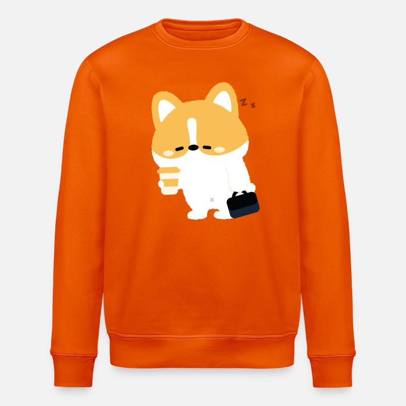 Müder Corgi-Kaffee - Stanley/Stella Unisex Bio-Sweatshirt ROLLER - Tieforange