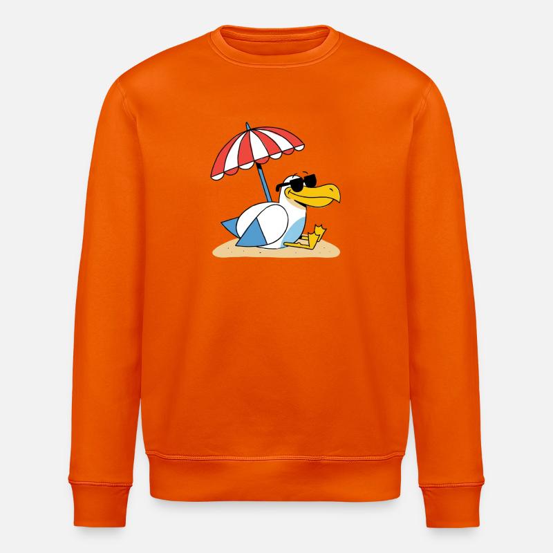 Sonniges Strand-Möwe mit Schirm - Stanley/Stella Unisex Bio-Sweatshirt ROLLER - Tieforange