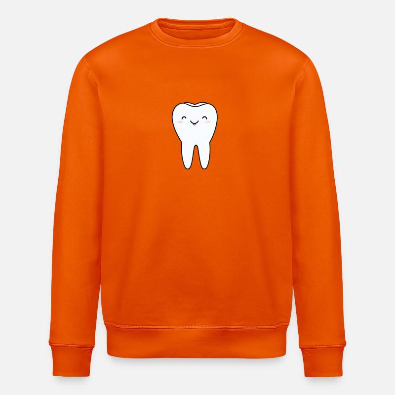 Fröhlicher Zahn Cartoon - Stanley/Stella Unisex Bio-Sweatshirt ROLLER - Tieforange