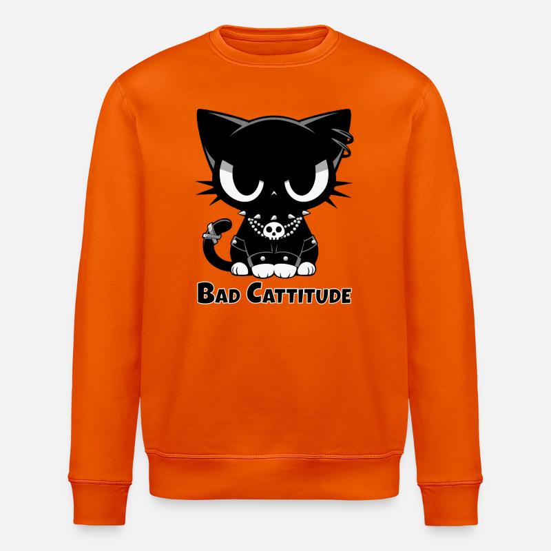 Bad Cattitude Goth Cat with Attitude - Stanley/Stella ROLLER Unisex Organic Sweatshirt - bright orange