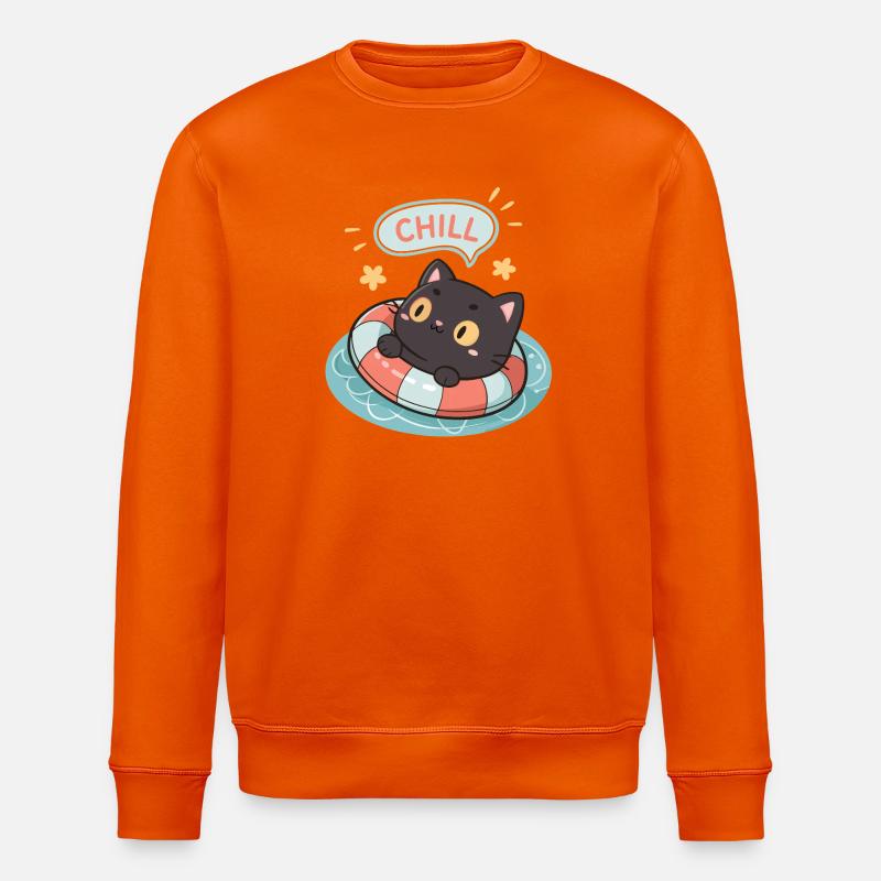 Chat zen sur bouée pastel - Sweat bio ROLLER Stanley/Stella Unisexe - orange profond