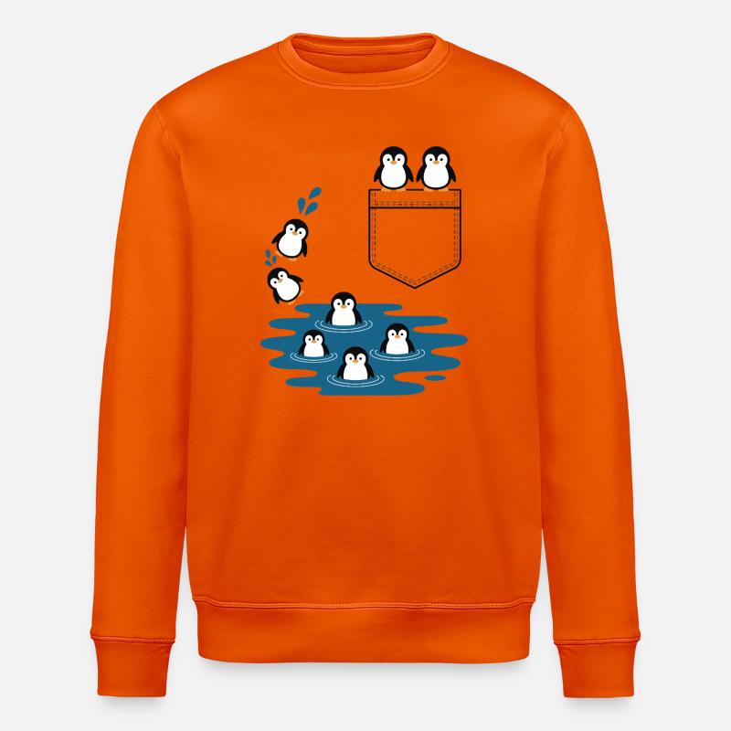 Pinguin Sprung ins Wasser Pocket Design - Stanley/Stella Unisex Bio-Sweatshirt ROLLER - Tieforange