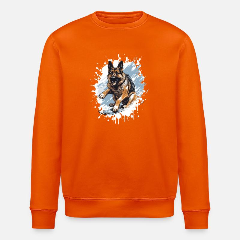 Schäferhund Hund Snowboard - Stanley/Stella Unisex Bio-Sweatshirt ROLLER - Tieforange