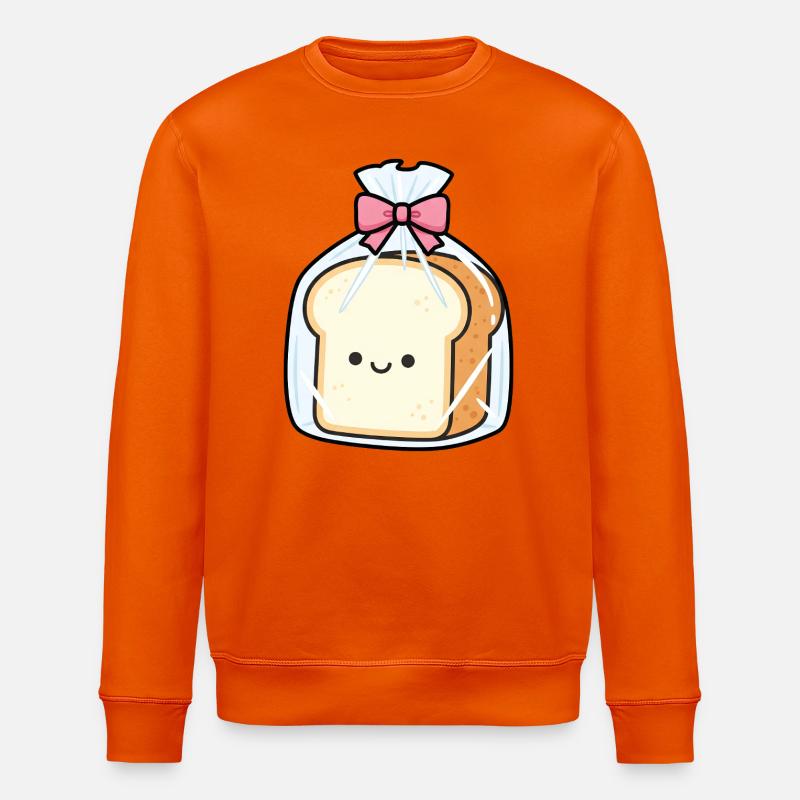 Bagged Kawaii Bread with Pink Bow - Stanley/Stella ROLLER Unisex Organic Sweatshirt - bright orange