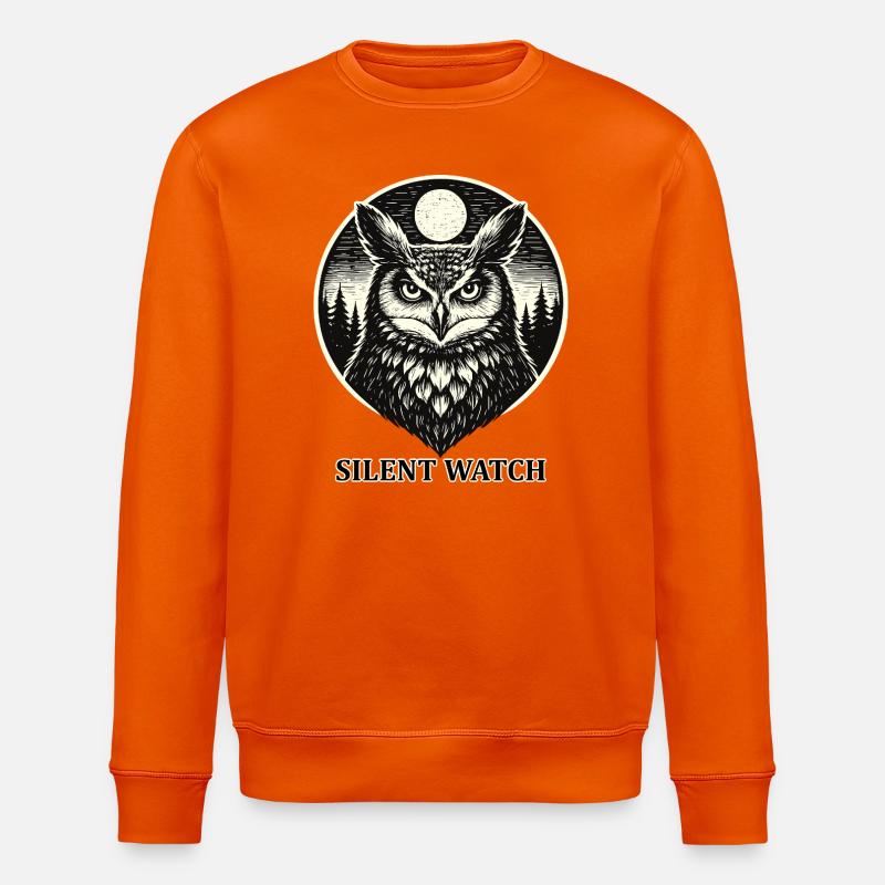 Silent Watch - Eule im Woodcut Stil - Stanley/Stella Unisex Bio-Sweatshirt ROLLER - Tieforange