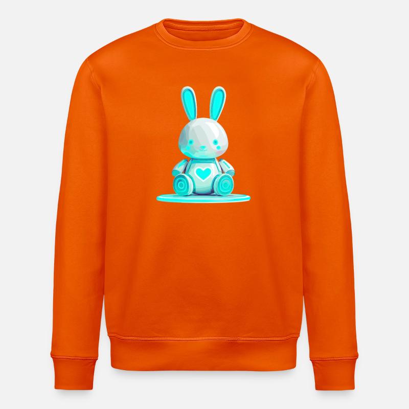 Glowing bunny robot with heart - Stanley/Stella ROLLER Unisex Organic Sweatshirt - bright orange