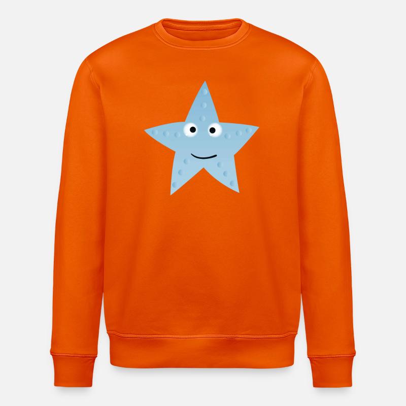 Kawaii Blauer Stern mit Gesicht - Stanley/Stella Unisex Bio-Sweatshirt ROLLER - Tieforange