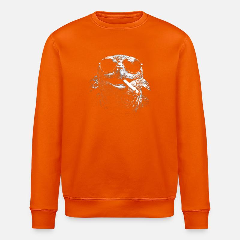 Schildkröte mit Sonnenbrille und Zigarette - Stanley/Stella Unisex Bio-Sweatshirt ROLLER - Tieforange