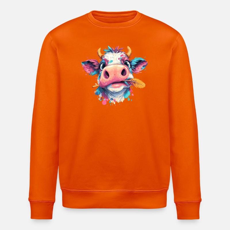 Bunter Kuhkopfspritzer - Stanley/Stella Unisex Bio-Sweatshirt ROLLER - Tieforange