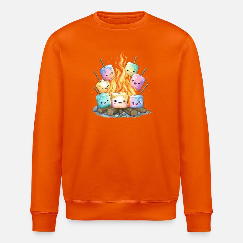 Campfire Marshmallows Fun - Stanley/Stella ROLLER Unisex Organic Sweatshirt - bright orange