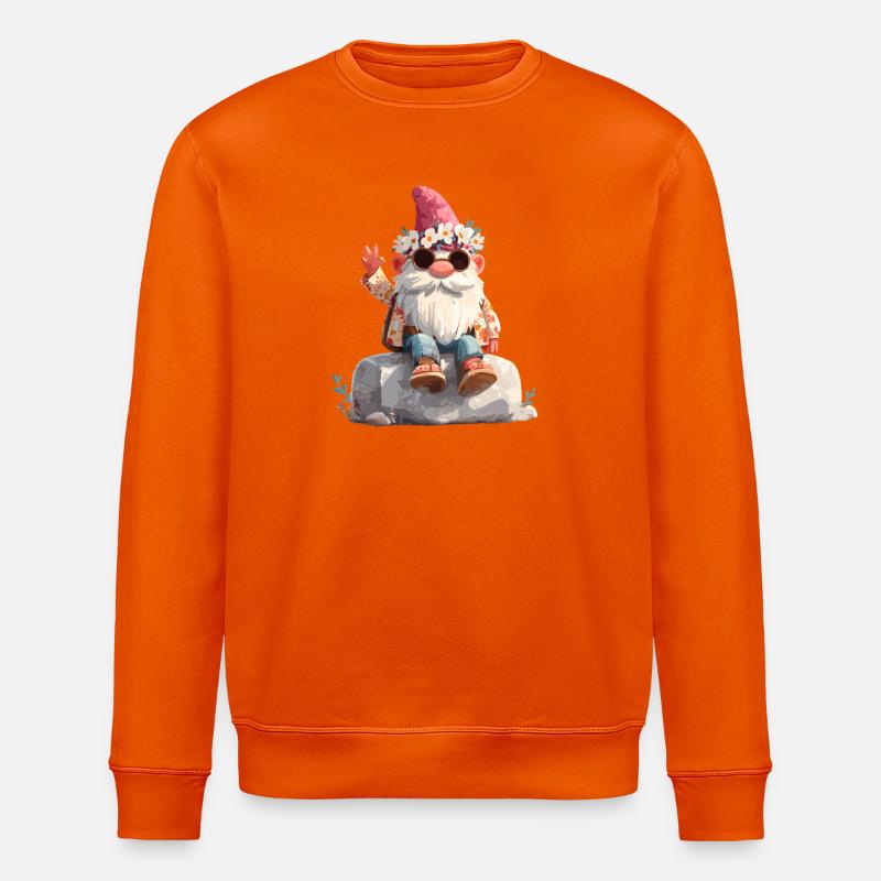 Sommergnom mit Blumenkranz - Stanley/Stella Unisex Bio-Sweatshirt ROLLER - Tieforange