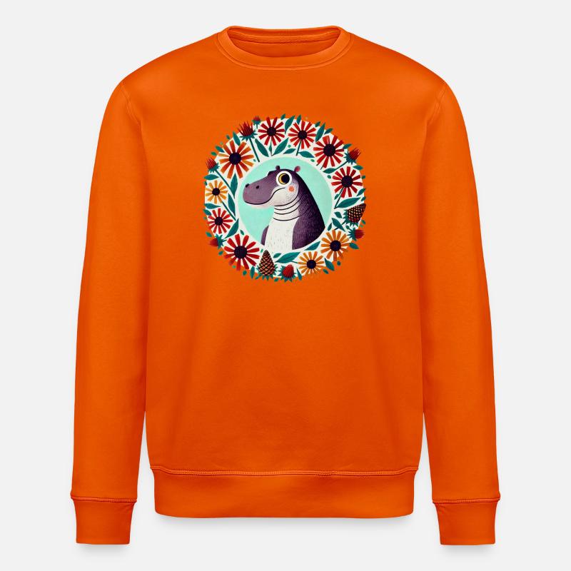 Dino im Blumenkreis - Stanley/Stella Unisex Bio-Sweatshirt ROLLER - Tieforange