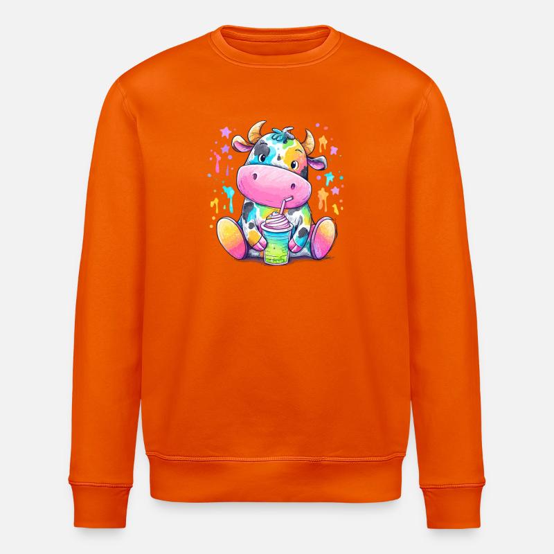 Regenbogen Kuh mit Milchshake - Stanley/Stella Unisex Bio-Sweatshirt ROLLER - Tieforange