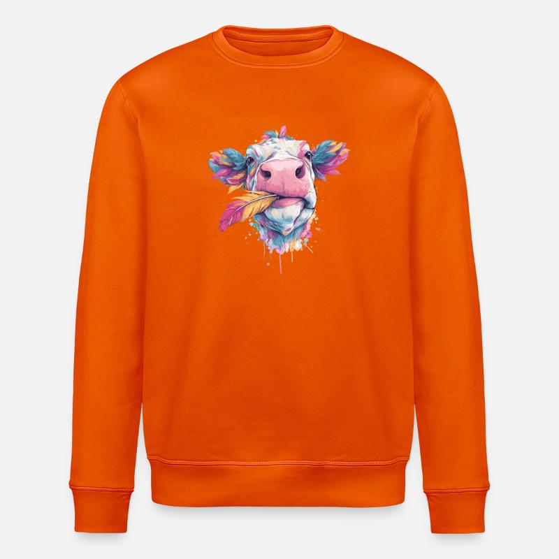 Vache arc-en-ciel avec plumage - Sweat bio ROLLER Stanley/Stella Unisexe - orange profond