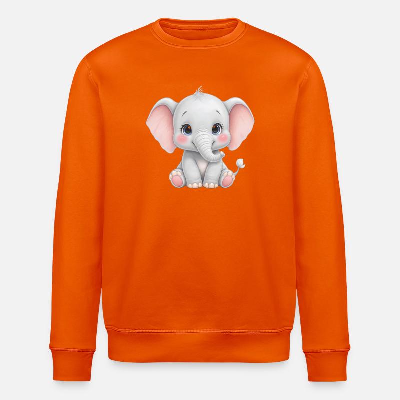 Dessin animé câlin bébé éléphant - Sweat bio ROLLER Stanley/Stella Unisexe - orange profond
