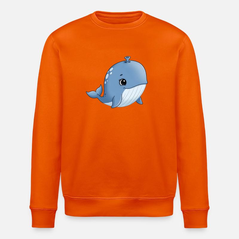Blauer Cartoonwal mit Lächeln - Stanley/Stella Unisex Bio-Sweatshirt ROLLER - Tieforange