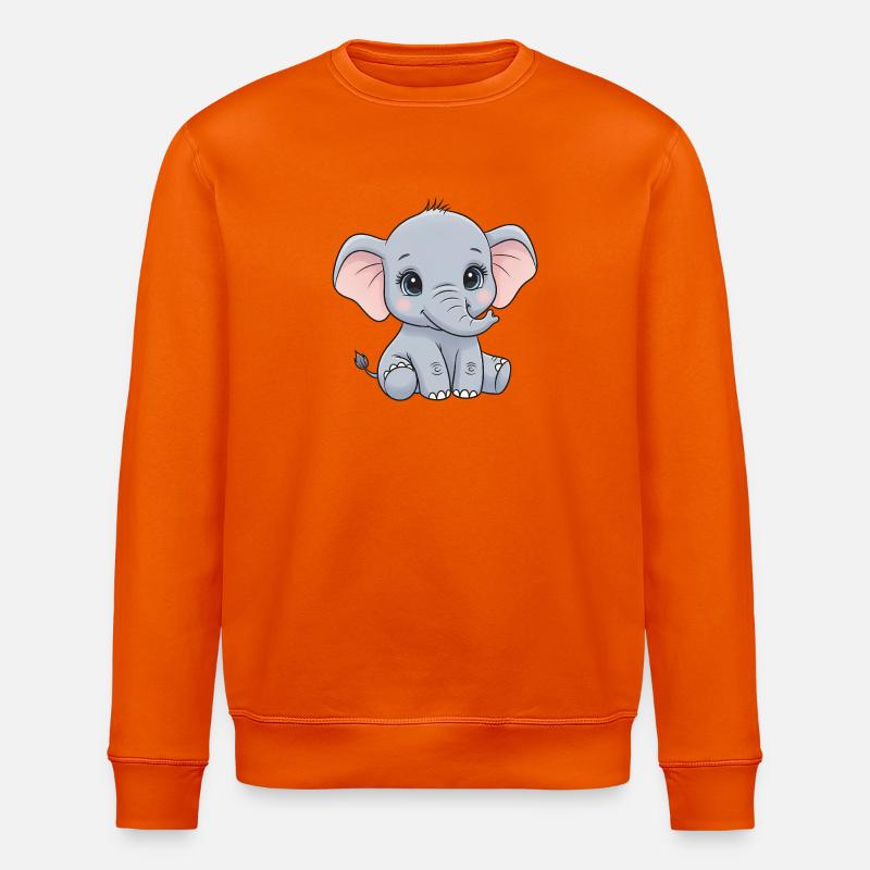 Dessin animé câlin bébé éléphant - Sweat bio ROLLER Stanley/Stella Unisexe - orange profond
