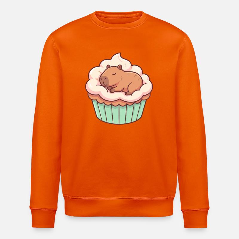 Süßes Capybara Cupcake Motiv - Stanley/Stella Unisex Bio-Sweatshirt ROLLER - Tieforange