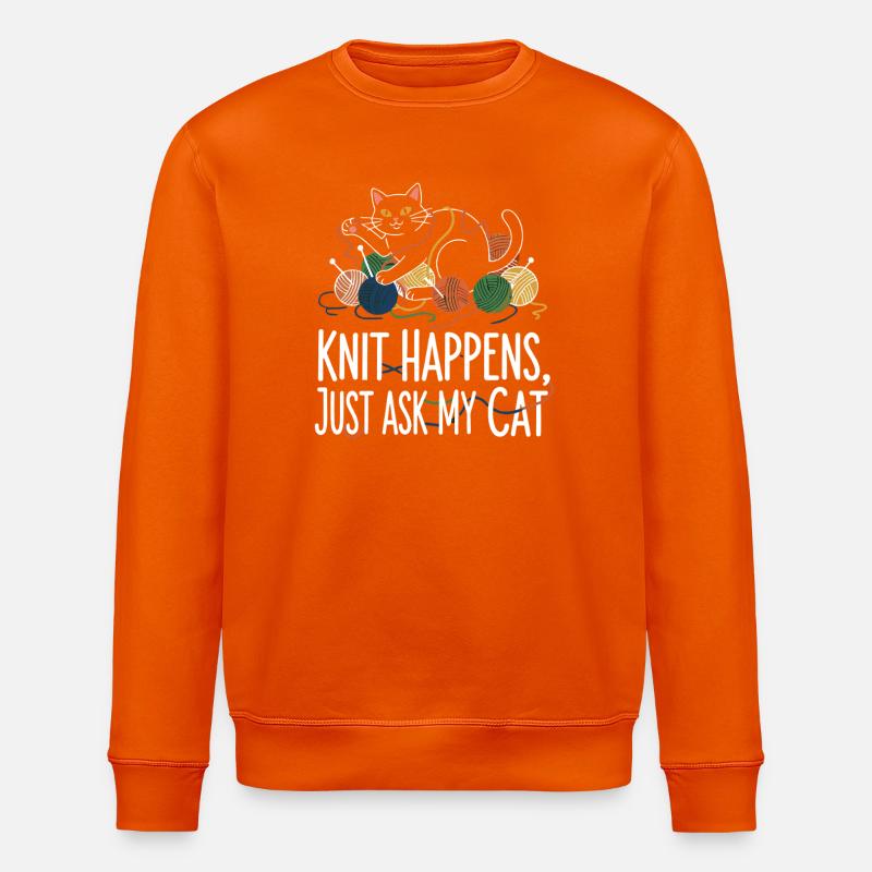 Le tricot arrive – Demandez à mon chat - Sweat bio ROLLER Stanley/Stella Unisexe - orange profond