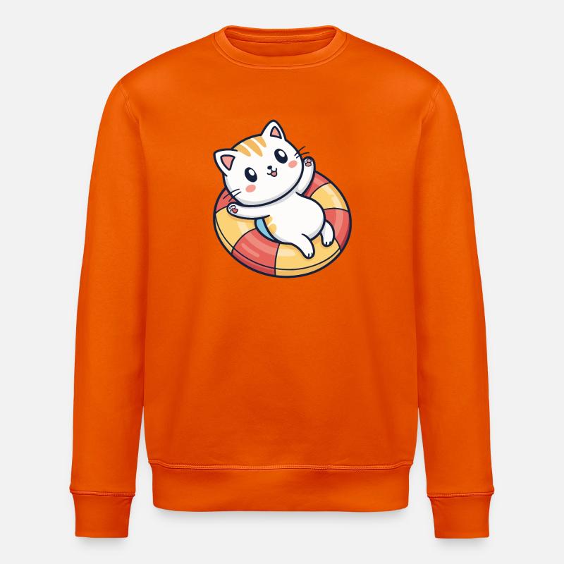Süße Katze auf Rettungsschwimmer - Stanley/Stella Unisex Bio-Sweatshirt ROLLER - Tieforange