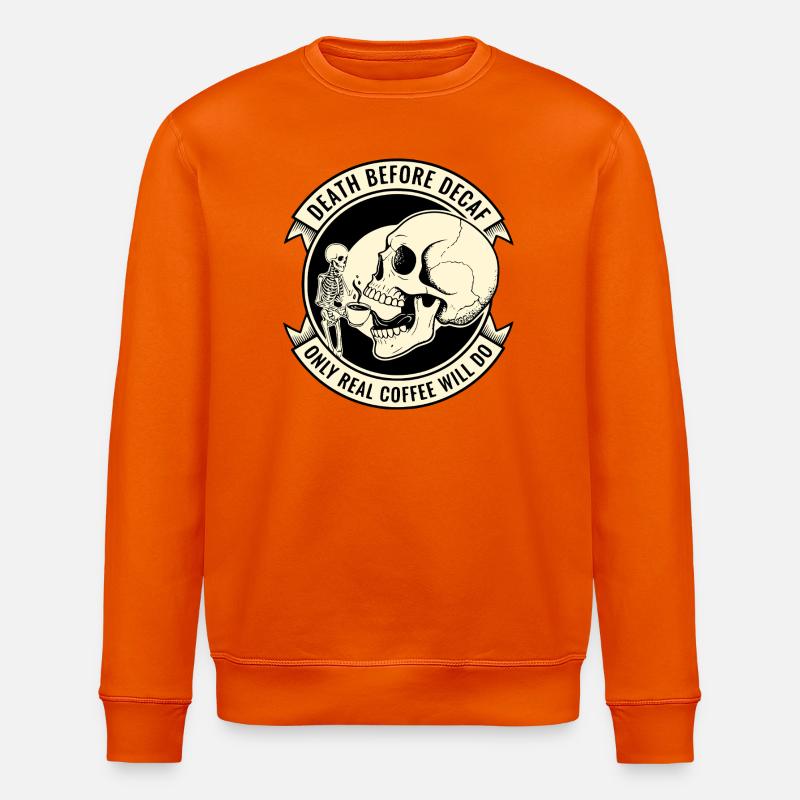 Death Before Decaf Skull Kaffee - Stanley/Stella Unisex Bio-Sweatshirt ROLLER - Tieforange