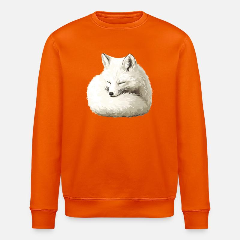 Sleeping Winter Fox - Stanley/Stella ROLLER Unisex Organic Sweatshirt - bright orange