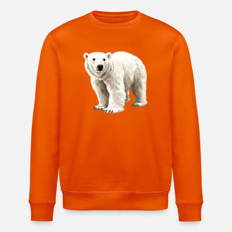 Polar Bear Illustration Pure White - Stanley/Stella ROLLER Unisex Organic Sweatshirt - bright orange