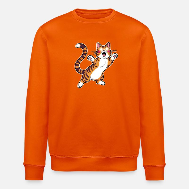 Fröhliche getigerte Katze Sprungfreude - Stanley/Stella Unisex Bio-Sweatshirt ROLLER - Tieforange