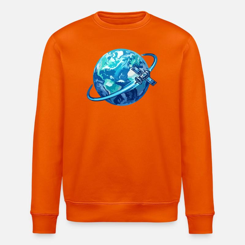 Erde Blauer Planet Satellit Globus Satellitenring - Stanley/Stella Unisex Bio-Sweatshirt ROLLER - Tieforange