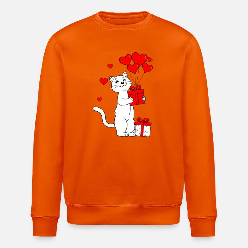 Chat à la Saint-Valentin - Sweat bio ROLLER Stanley/Stella Unisexe - orange profond