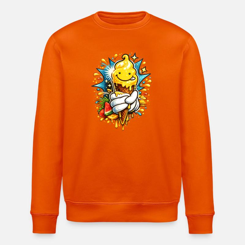 Fröhliche Schmelzende Eiscreme Illustration  - Stanley/Stella Unisex Bio-Sweatshirt ROLLER - Tieforange