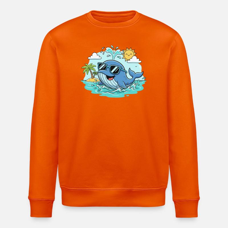 Strandwal mit Sonnenbrille - Stanley/Stella Unisex Bio-Sweatshirt ROLLER - Tieforange