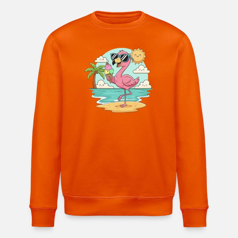 Flamingo am Strand mit Eis & Sonne - Stanley/Stella Unisex Bio-Sweatshirt ROLLER - Tieforange