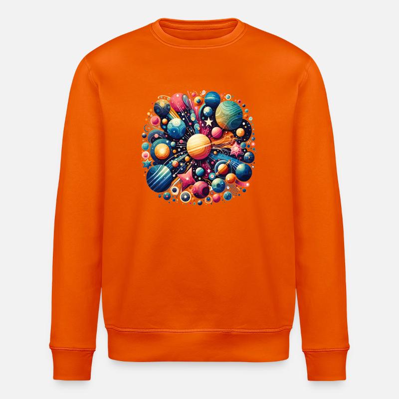 Buntes Planeten-Universum - Stanley/Stella Unisex Bio-Sweatshirt ROLLER - Tieforange