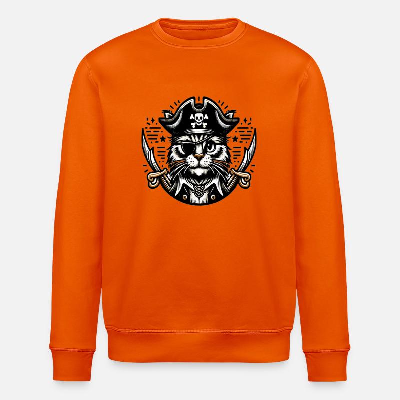 Chat Pirate : Chat pirate avec cache-œil - Sweat bio ROLLER Stanley/Stella Unisexe - orange profond