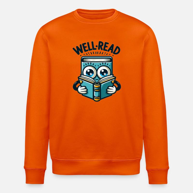 Well Read Bücherheld Illustration - Stanley/Stella Unisex Bio-Sweatshirt ROLLER - Tieforange