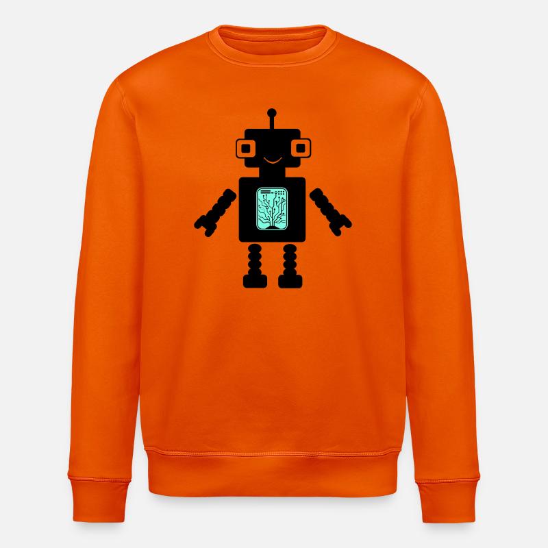 Robot Comic - Stanley/Stella ROLLER Unisex Organic Sweatshirt - bright orange