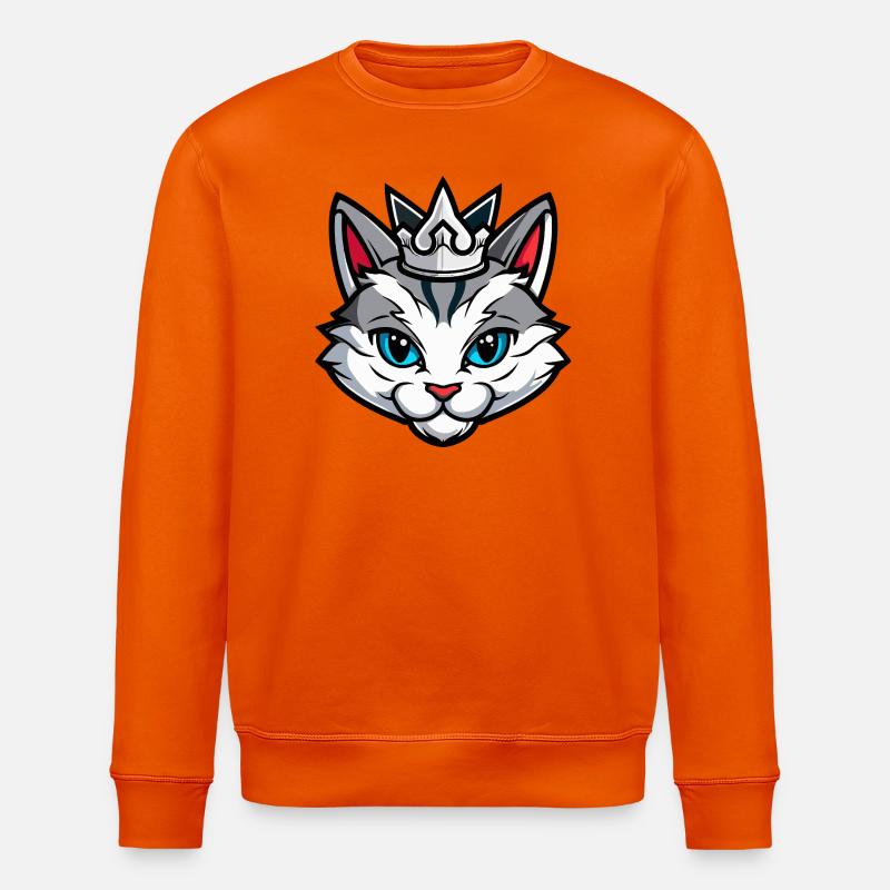 Katze Symbol Kopf Krone - Stanley/Stella Unisex Bio-Sweatshirt ROLLER - Tieforange