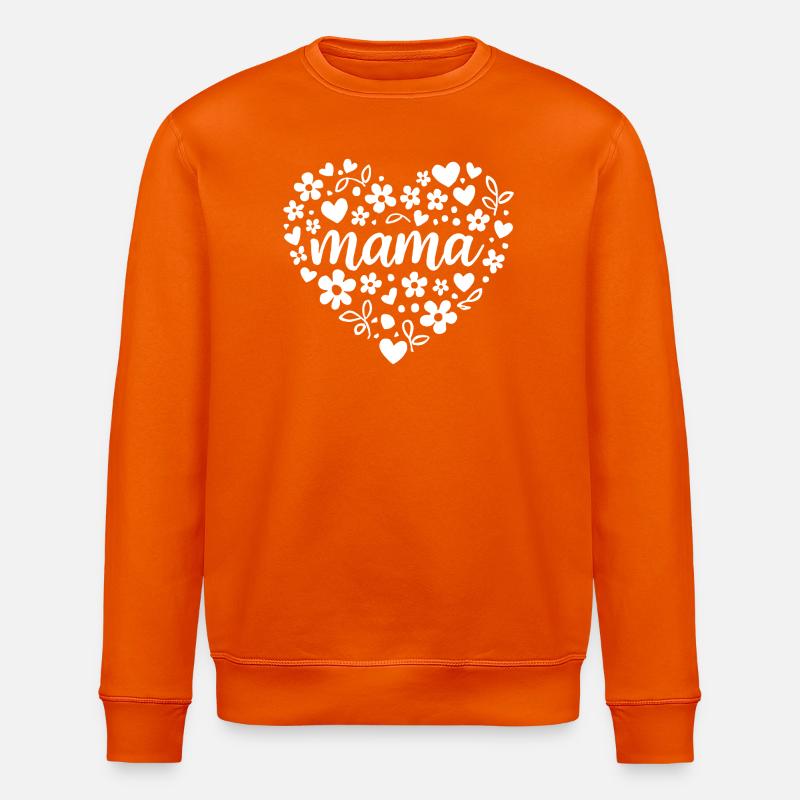 Mama Herzblume Schrift - Stanley/Stella Unisex Bio-Sweatshirt ROLLER - Tieforange