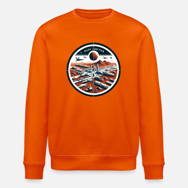 Mars Junction Raumhafen Patch - Stanley/Stella Unisex Bio-Sweatshirt ROLLER - Tieforange