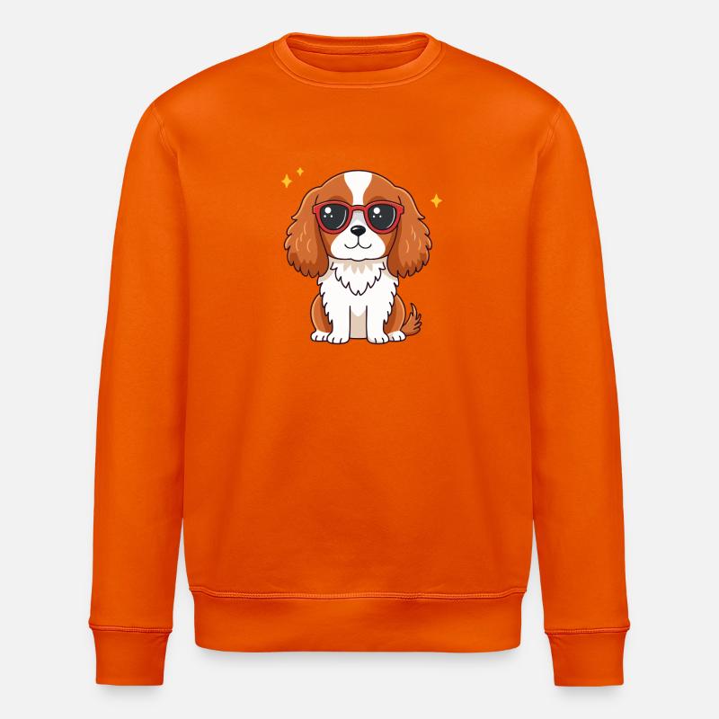 Schicker Hund mit roter Brille - Stanley/Stella Unisex Bio-Sweatshirt ROLLER - Tieforange