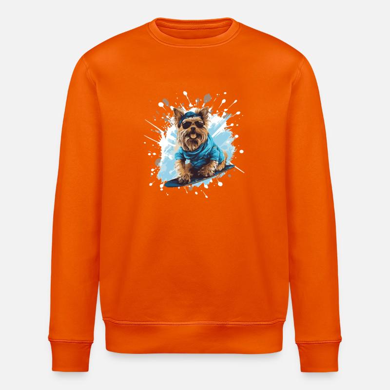 Yorkshire Terrier Hund Snowboard - Stanley/Stella Unisex Bio-Sweatshirt ROLLER - Tieforange