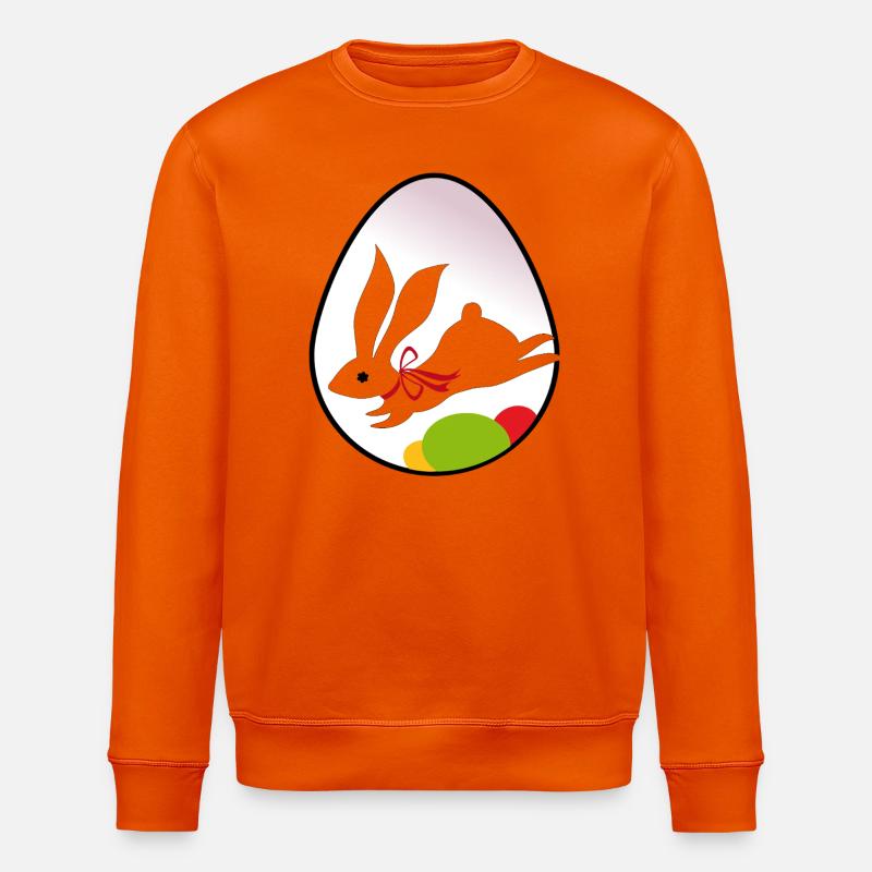 Easter Bunny Silhouette in Egg - Stanley/Stella ROLLER Unisex Organic Sweatshirt - bright orange