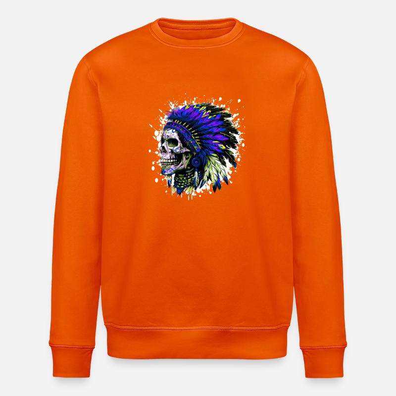 Crâne de chef indien - Sweat bio ROLLER Stanley/Stella Unisexe - orange profond