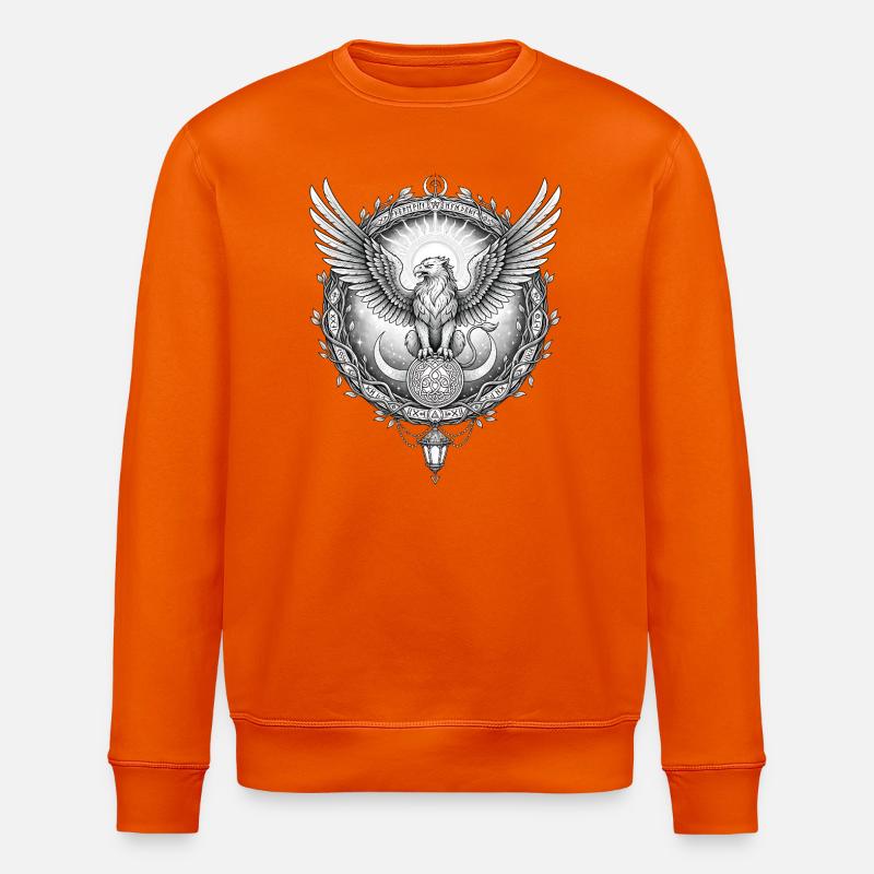 Cosmic Eagle with Rune Ring - Stanley/Stella ROLLER Unisex Organic Sweatshirt - bright orange