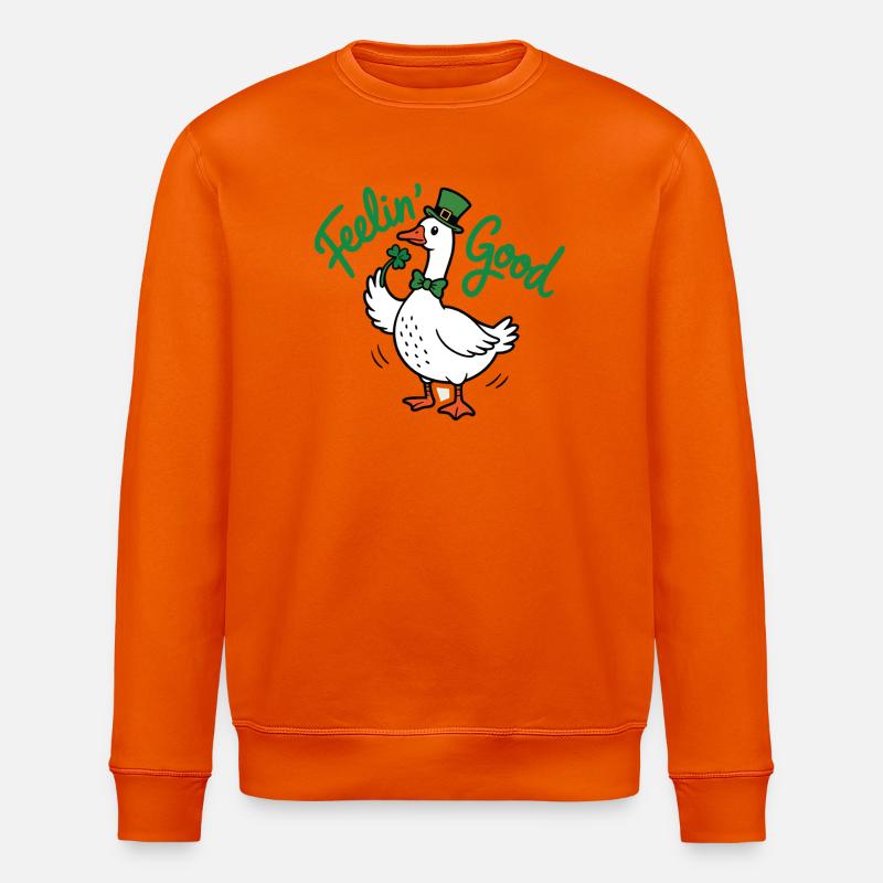 Fühlender guter Ente-Leprechaun - Stanley/Stella Unisex Bio-Sweatshirt ROLLER - Tieforange