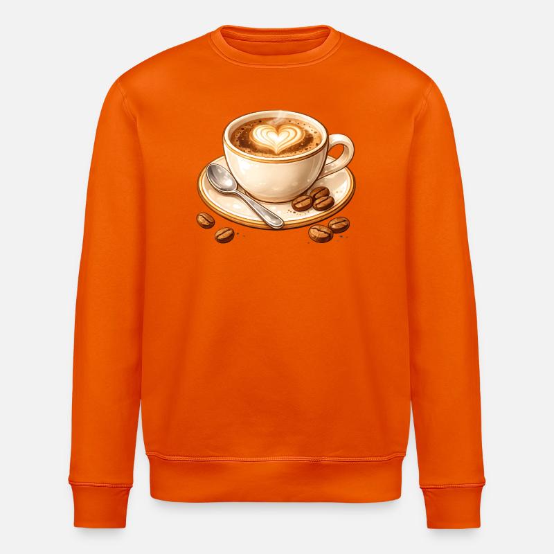Kaffee Illustration mit Herz  - Stanley/Stella Unisex Bio-Sweatshirt ROLLER - Tieforange