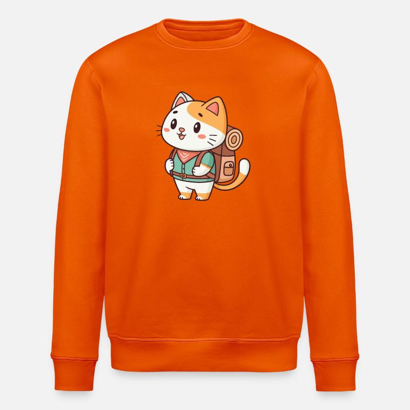 Rucksackabenteuer-Katze - Stanley/Stella Unisex Bio-Sweatshirt ROLLER - Tieforange