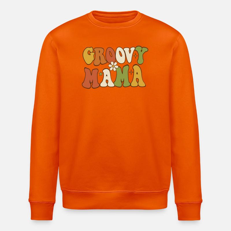 Groovy Mama Retro Blumentypografie - Stanley/Stella Unisex Bio-Sweatshirt ROLLER - Tieforange
